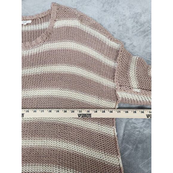 Easel Los Angeles Pink Striped Oversize Slouch Sweater Drop Shoulder Size Large - Picture 7 of 11